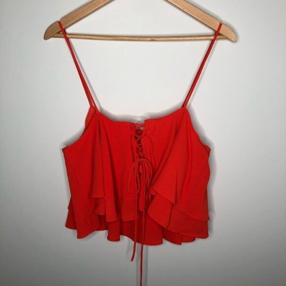 FREE People Tropical Wave Crop Top in Saturated Orange Size Small - Picture 5 of 10